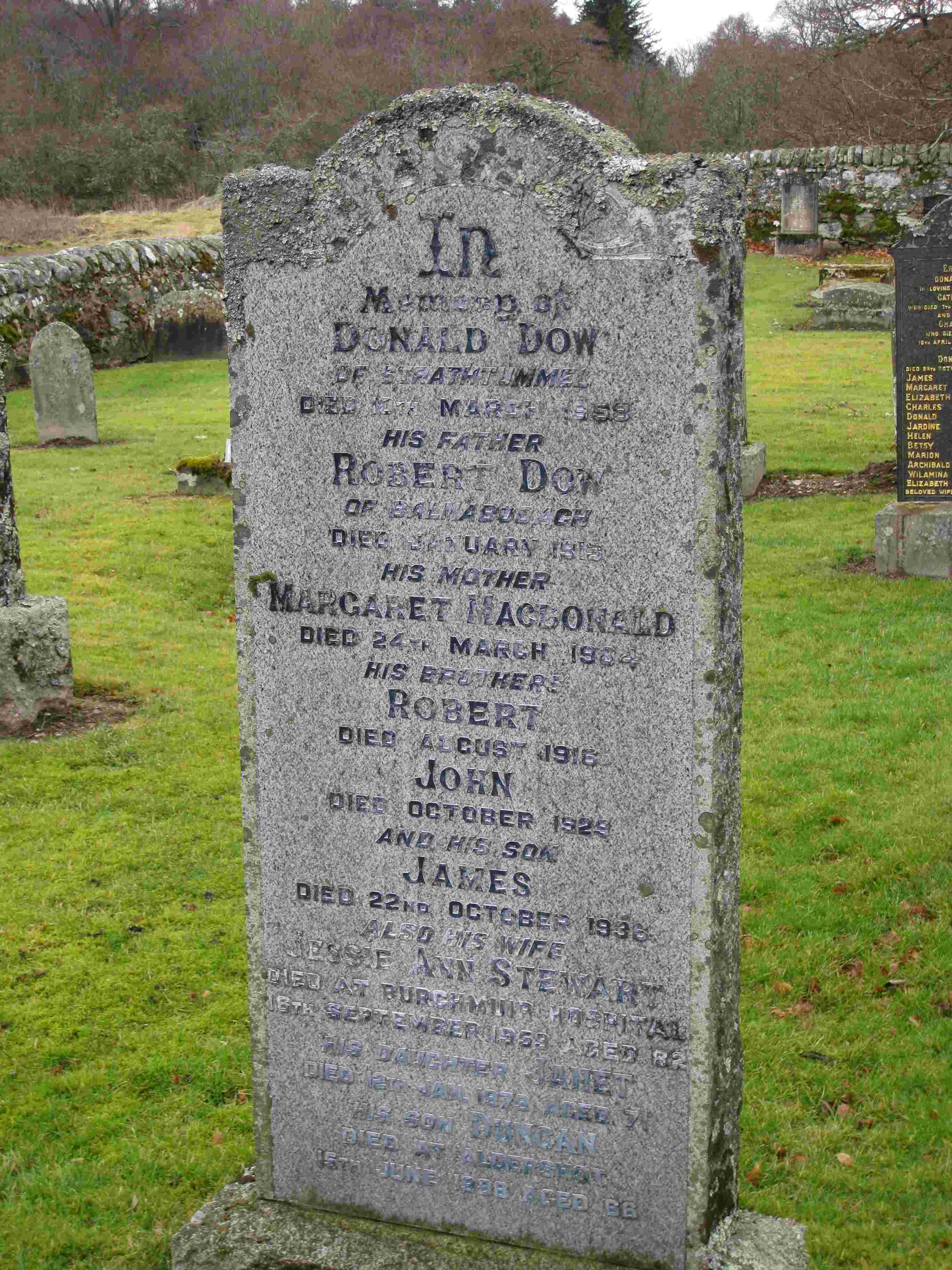 Monument to Donald Dow of Tomintianda